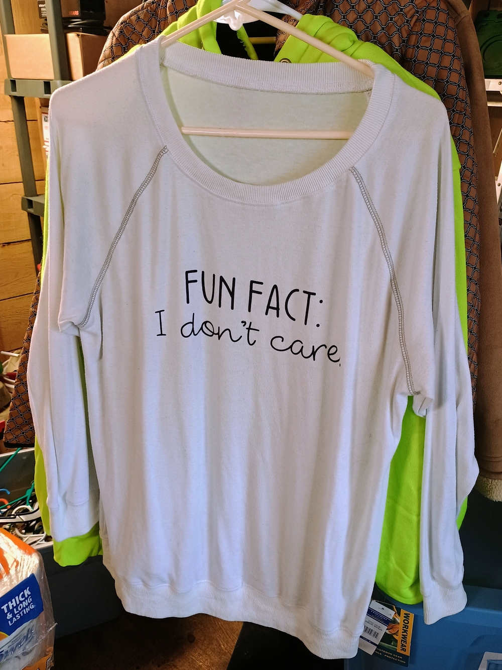 White Graphic Sweatshirt "FUN FACT: I don't care."